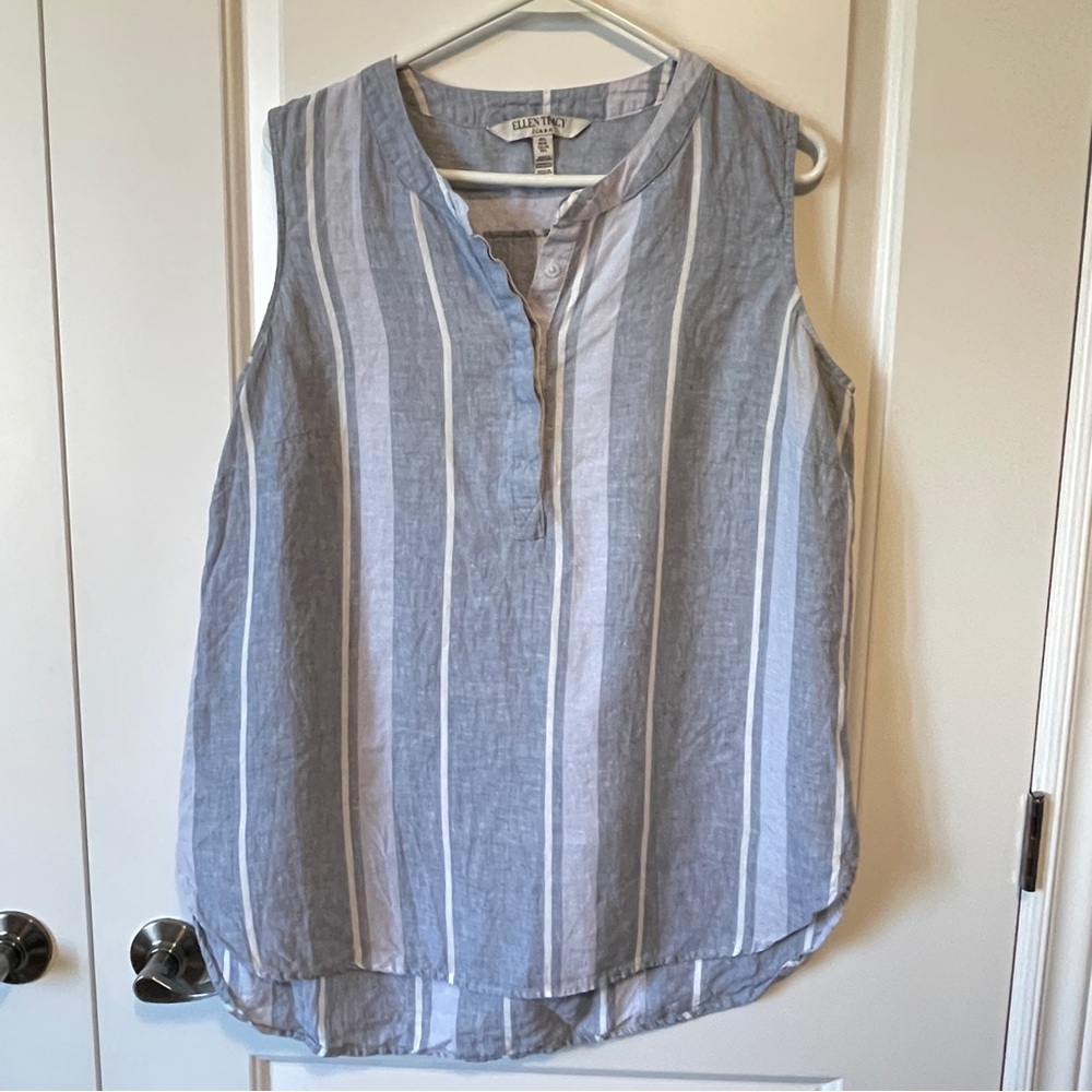 Ellen Tracy Linen Sleeveless Tunic top sz Lg